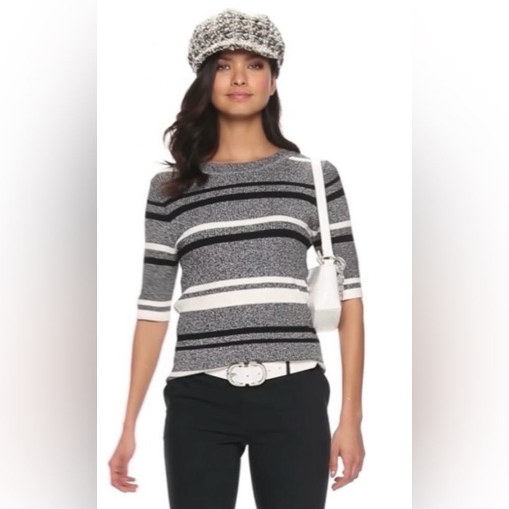 Apt. 9 cable knit sweater Black and white short sleeve size XL